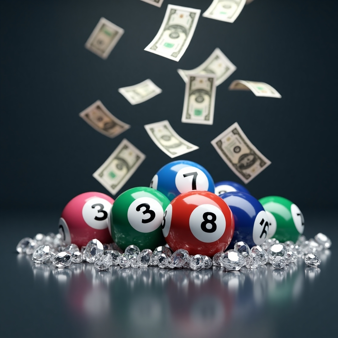 Lottery balls and money