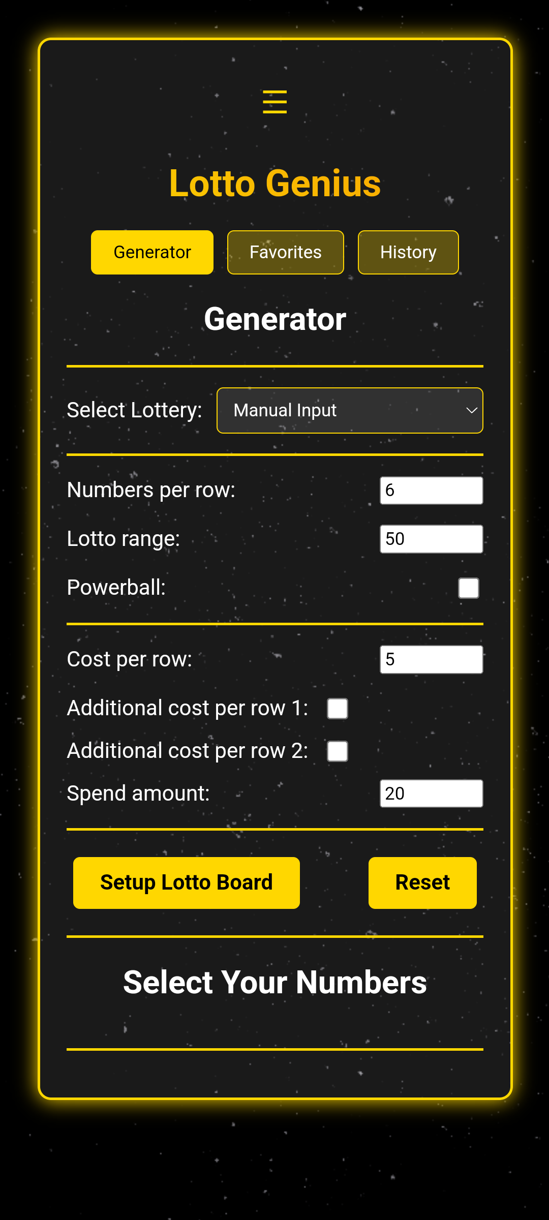 Lotto Genius Manual Input