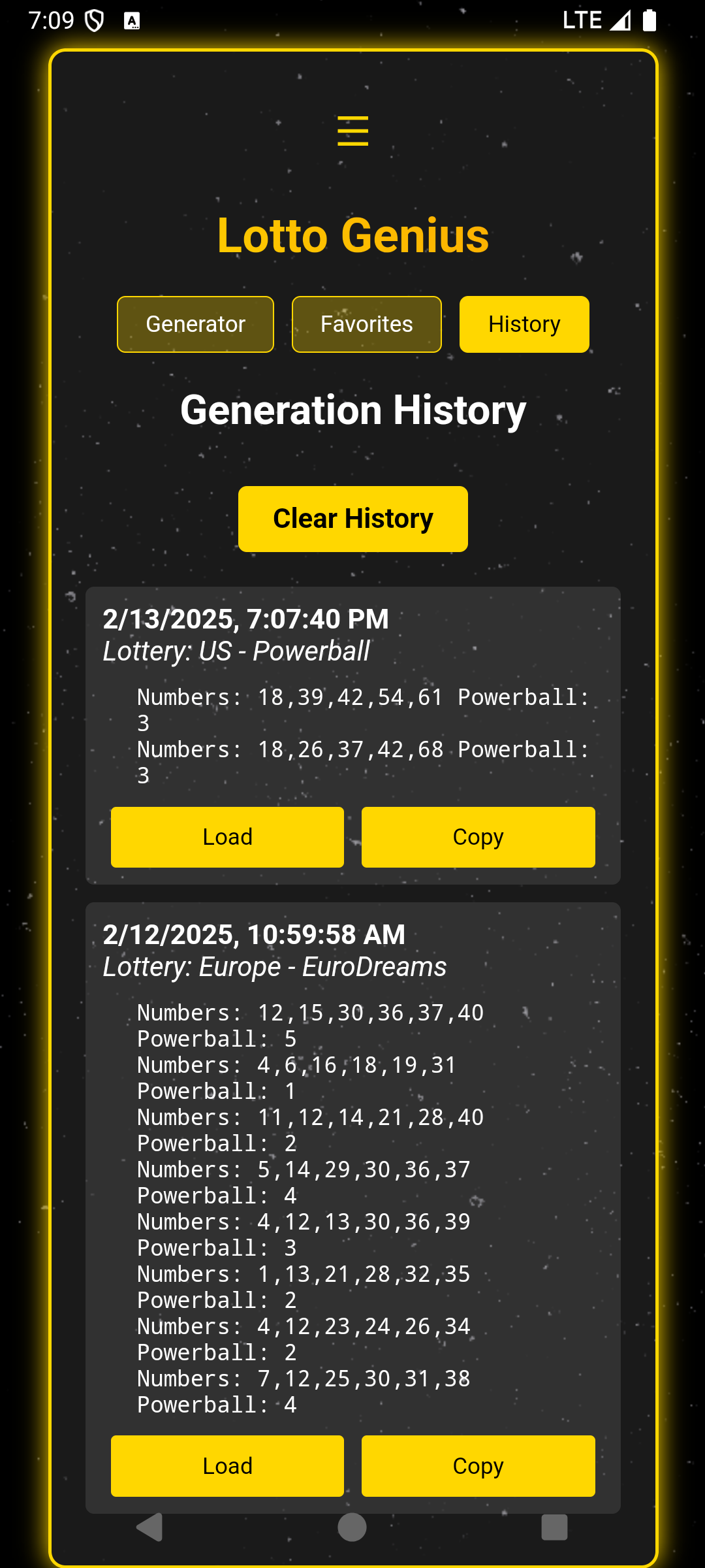 Lotto Genius History